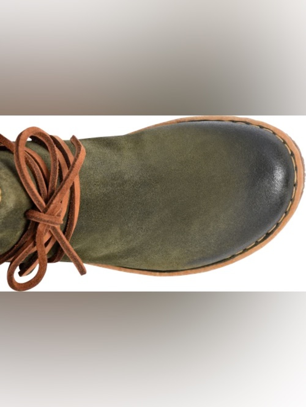 Born Calyn Green Distressed Leather Ankle Boots NWOB Size 8 39 Comfort Booties - Picture 7 of 11